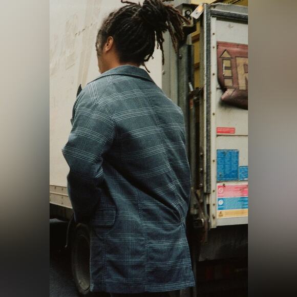 Loom Urban Outfitters Check Double Breasted Blazer Size Small Academia Grunge - Picture 3 of 11